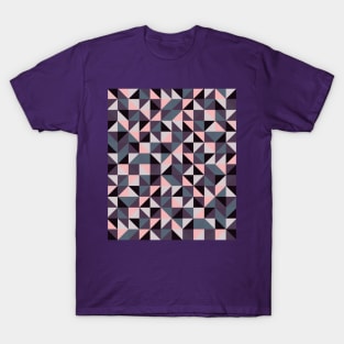 Geometric Art Pattern in Pink, Purple and Grey T-Shirt